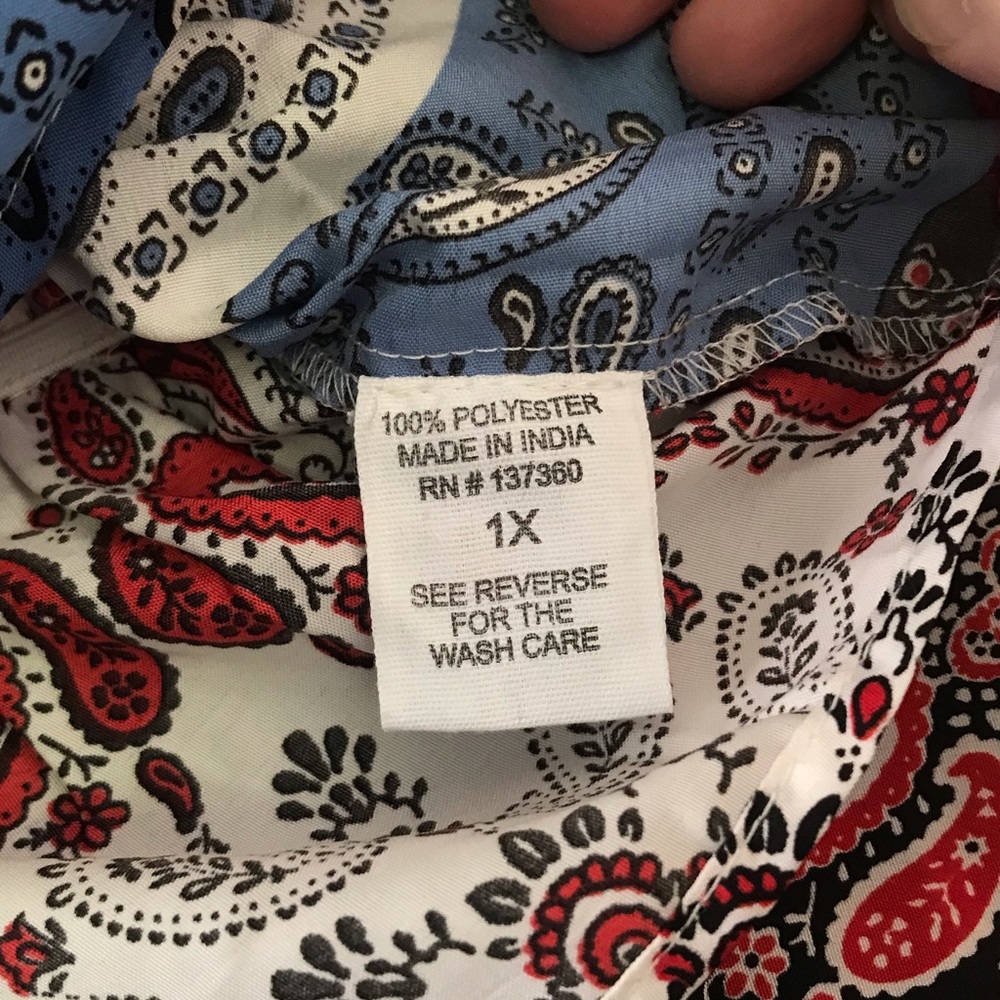 Paisley Patchwork Boho Peasant Cropped Blouse Plu… - image 4